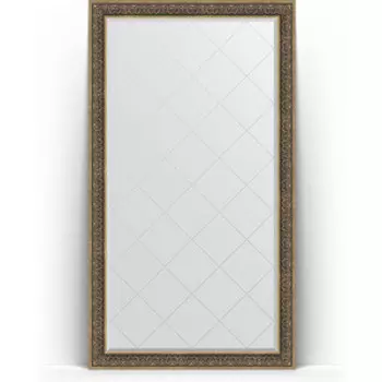 Зеркало напольное с гравировкой Evoform Exclusive-G Floor 114x204 см, в багетной раме - вензель серебряный 101 мм (BY 6372)