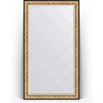 Зеркало напольное с гравировкой Evoform Exclusive-G Floor 115x205 см, в багетной раме - барокко золото 106 мм (BY 6373)