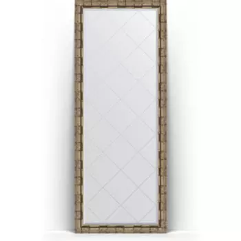 Зеркало напольное с гравировкой Evoform Exclusive-G Floor 78x198 см, в багетной раме - серебряный бамбук 73 мм (BY 6307)