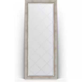 Зеркало напольное с гравировкой Evoform Exclusive-G Floor 81x201 см, в багетной раме - римское серебро 88 мм (BY 6318)