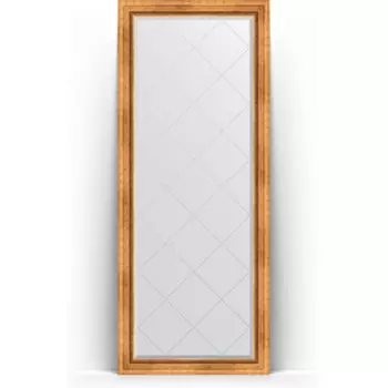 Зеркало напольное с гравировкой Evoform Exclusive-G Floor 81x201 см, в багетной раме - римское золото 88 мм (BY 6317)