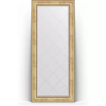 Зеркало напольное с гравировкой Evoform Exclusive-G Floor 87x207 см, в багетной раме - состаренное серебро с орнаментом 120 мм (BY 6338)