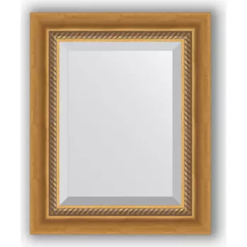 Зеркало с фацетом в багетной раме Evoform Exclusive 43x53 см, состаренное золото с плетением 70 мм (BY 3353)