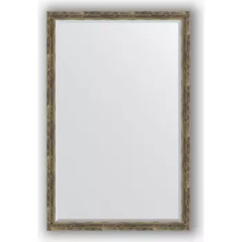 Зеркало с фацетом в багетной раме поворотное Evoform Exclusive 113x173 см, старое дерево с плетением 70 мм (BY 3616)