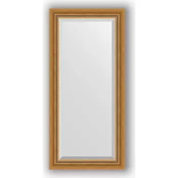 Зеркало с фацетом в багетной раме поворотное Evoform Exclusive 53x113 см, состаренное золото с плетением 70 мм (BY 3483)