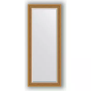 Зеркало с фацетом в багетной раме поворотное Evoform Exclusive 58x143 см, состаренное золото с плетением 70 мм (BY 3535)