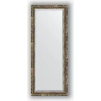 Зеркало с фацетом в багетной раме поворотное Evoform Exclusive 58x143 см, старое дерево с плетением 70 мм (BY 3538)