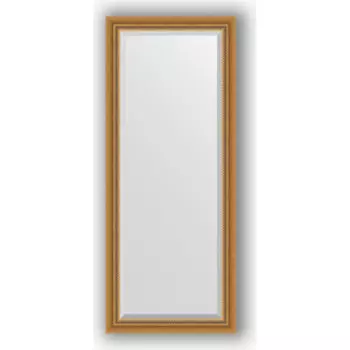 Зеркало с фацетом в багетной раме поворотное Evoform Exclusive 63x153 см, состаренное золото с плетением 70 мм (BY 3561)