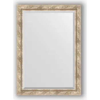 Зеркало с фацетом в багетной раме поворотное Evoform Exclusive 73x103 см, прованс с плетением 70 мм (BY 3459)