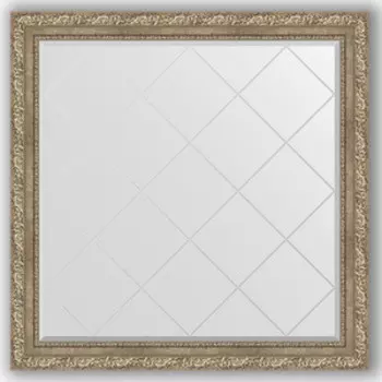 Зеркало с гравировкой Evoform Exclusive-G 105x105 см, в багетной раме - виньетка античное серебро 85 мм (BY 4444)