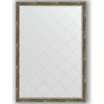 Зеркало с гравировкой поворотное Evoform Exclusive-G 128x183 см, в багетной раме - старое дерево с плетением 70 мм (BY 4479)