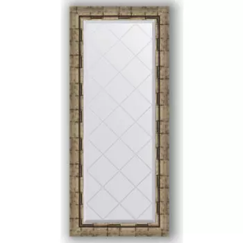 Зеркало с гравировкой поворотное Evoform Exclusive-G 53x123 см, в багетной раме - серебряный бамбук 73 мм (BY 4050)