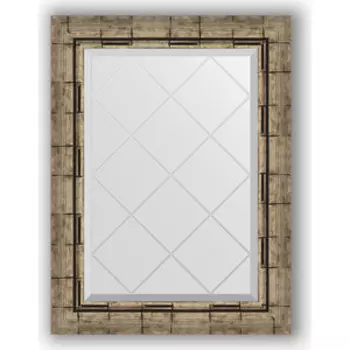 Зеркало с гравировкой поворотное Evoform Exclusive-G 53x71 см, в багетной раме - серебряный бамбук 73 мм (BY 4007)