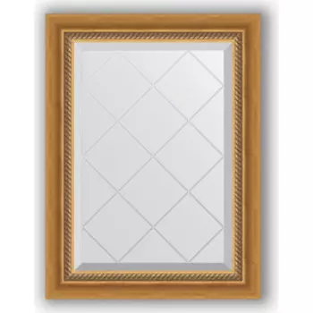 Зеркало с гравировкой поворотное Evoform Exclusive-G 53x71 см, в багетной раме - состаренное золото с плетением 70 мм (BY 4002)