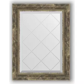 Зеркало с гравировкой поворотное Evoform Exclusive-G 53x71 см, в багетной раме - старое дерево с плетением 70 мм (BY 4006)