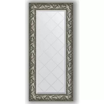 Зеркало с гравировкой поворотное Evoform Exclusive-G 59x128 см, в багетной раме - византия серебро 99 мм (BY 4071)