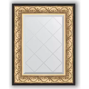 Зеркало с гравировкой поворотное Evoform Exclusive-G 60x77 см, в багетной раме - барокко золото 106 мм (BY 4036)