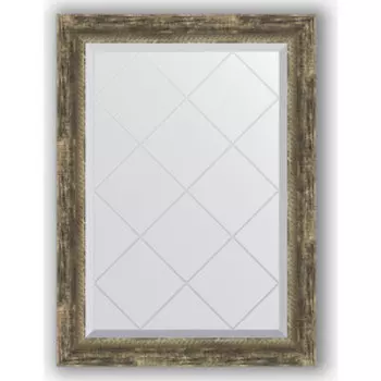 Зеркало с гравировкой поворотное Evoform Exclusive-G 63x86 см, в багетной раме - старое дерево с плетением 70 мм (BY 4092)