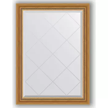 Зеркало с гравировкой поворотное Evoform Exclusive-G 73x101 см, в багетной раме - состаренное золото с плетением 70 мм (BY 4174)