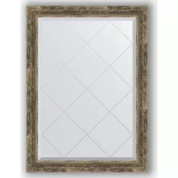 Зеркало с гравировкой поворотное Evoform Exclusive-G 73x101 см, в багетной раме - старое дерево с плетением 70 мм (BY 4178)