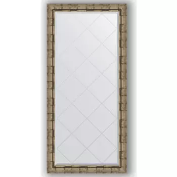 Зеркало с гравировкой поворотное Evoform Exclusive-G 73x155 см, в багетной раме - серебряный бамбук 73 мм (BY 4265)