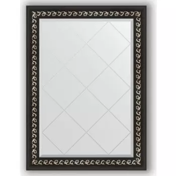 Зеркало с гравировкой поворотное Evoform Exclusive-G 75x102 см, в багетной раме - черный ардеко 81 мм (BY 4182)
