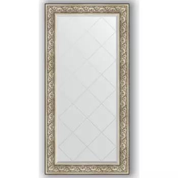 Зеркало с гравировкой поворотное Evoform Exclusive-G 80x162 см, в багетной раме - барокко серебро 106 мм (BY 4295)