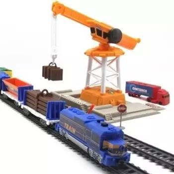 Железная дорога со станцией BSQ с подъемным краном, длина полотна 670 см - BSQ-2082