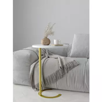 Журнальный столик Genglass металлический приставной GENGLASS HORSIX GGT-14-1-3-S золотой с белой столешницей