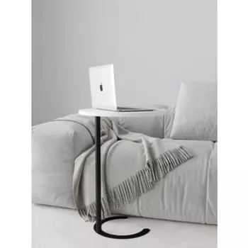 Журнальный столик Genglass металлический приставной GENGLASS HORSIX GGT-14-2-3-S чёрный с белой столешницей