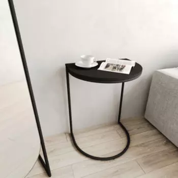 Журнальный столик Genglass металлический приставной GENGLASS EVEKIS GGT-16-2-2 чёрный с чёрной столешницей