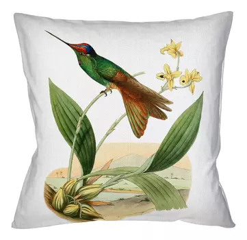 Арт-подушка «драгоценные птицы», версия 5 (object desire) зеленый 45x45x1 см.