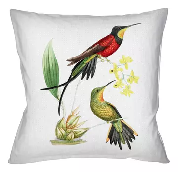 Арт-подушка «драгоценные птицы», версия 9 (object desire) зеленый 45x45x1 см.