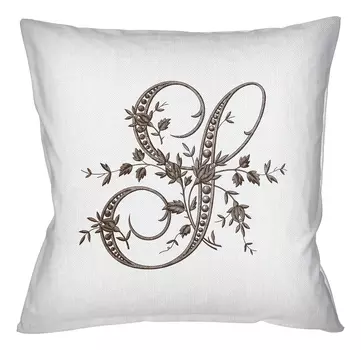 Арт-подушка «монограмма буквы s» (object desire) белый 45x45x1 см.