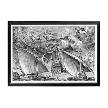 Арт-постер «брейгель: дух войны меж двумя галерами» (object desire) серый 66.0x45.0x2.0 см.