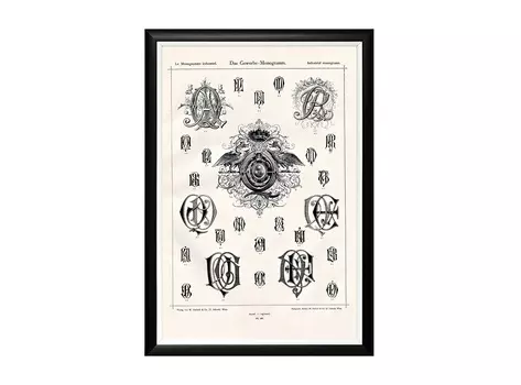 Арт-постер «монограмма 46» (object desire) бежевый 46x66x2 см.