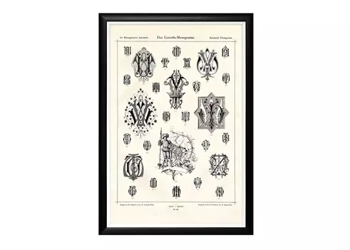 Арт-постер «монограмма 66» (object desire) бежевый 46x66x2 см.