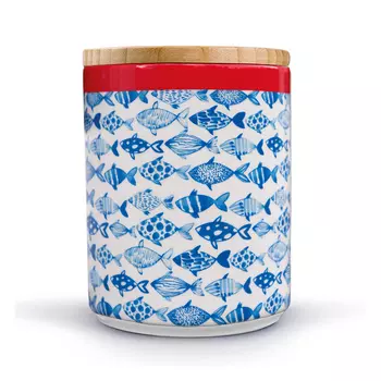 Банка фарфоровая с бамбуковой крышкой fish (remember) мультиколор 16 см.