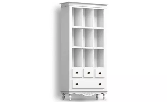 Библиотека-стеллаж открытая снежный прованс (la neige) белый 100.0x207.6x40.0 см.