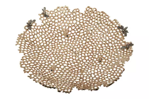 Блюдо декоративное соты (garda decor) золотой 38x8x38 см.