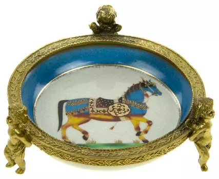 Блюдо (glasar) синий 14.0x5.0x14.0 см.