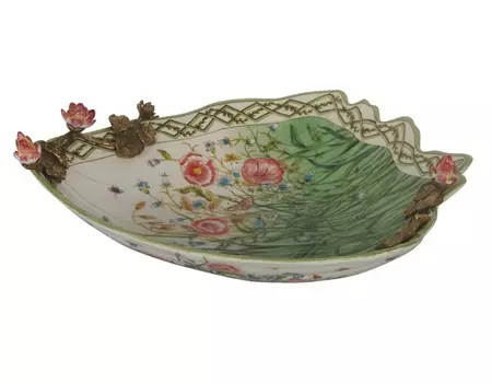 Блюдо (glasar) зеленый 26.0x11.0x35.5 см.