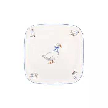 Блюдо квадратное гуси (dubi) белый 21x21 см.