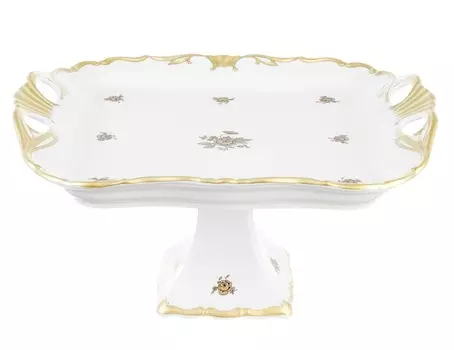 Блюдо квадратное на ножке золотая роза (queen s crown) 30 см.