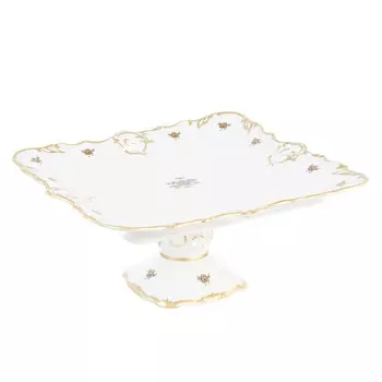 Блюдо квадратное на ножке золотая роза (queen s crown) золотой 32x32 см.