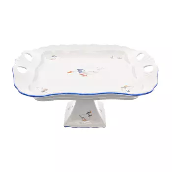 Блюдо на ножке гуси (dubi) белый 30x30 см.
