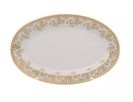 Блюдо овальное constanza cream - sophie gold (falkenporzellan) белый 24 см.