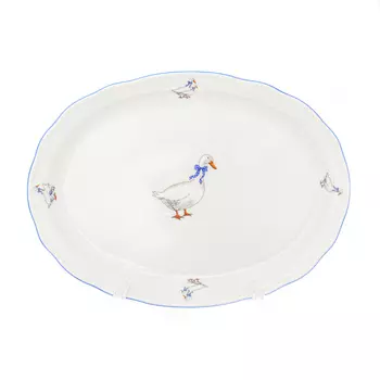 Блюдо овальное гуси (dubi) белый 35x25 см.