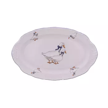 Блюдо овальное гуси (queen s crown) белый 25 см.