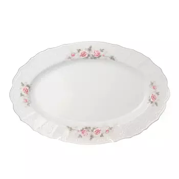 Блюдо овальное серая роза (bernadotte) розовый 39 см.